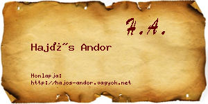Hajós Andor névjegykártya